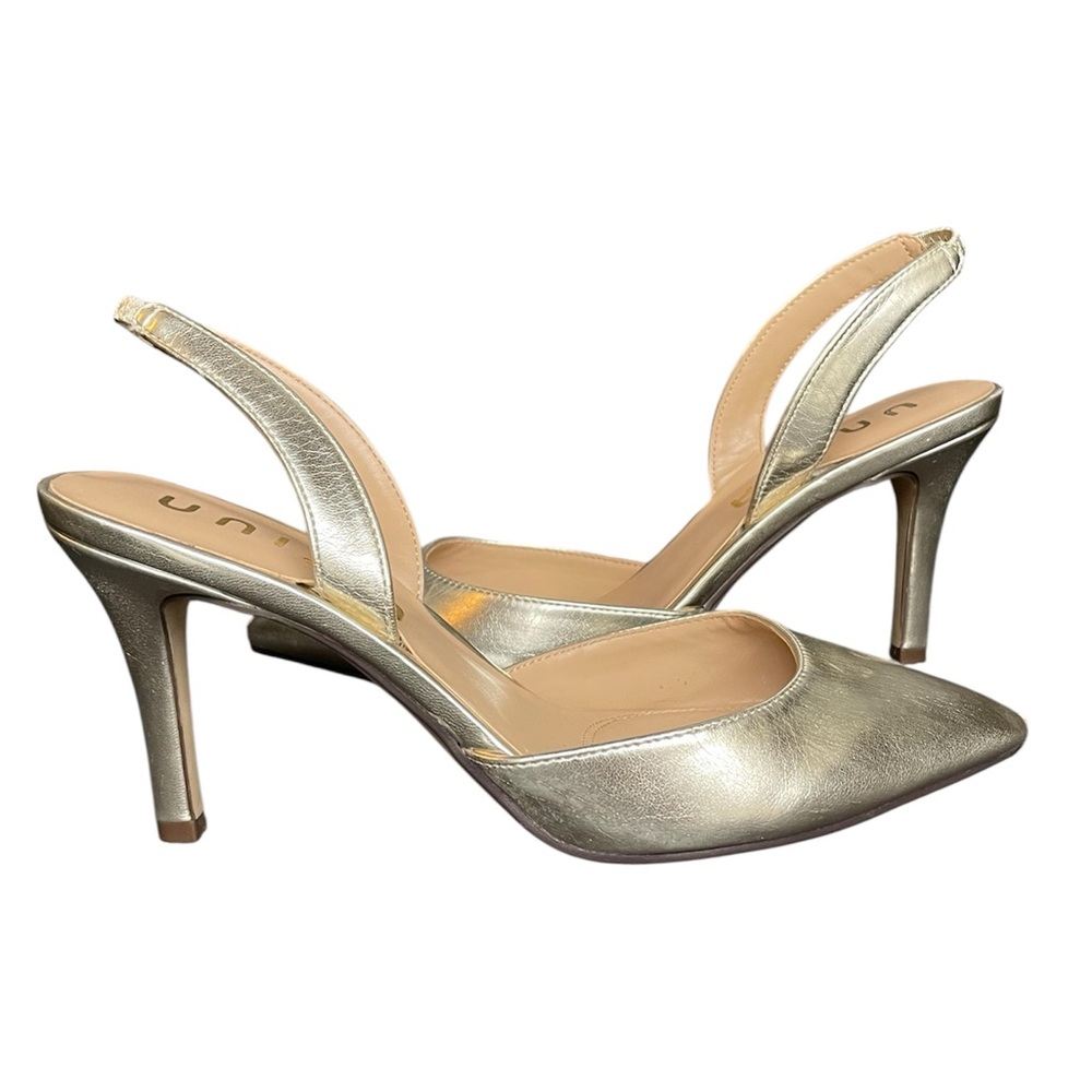 UNISA Spain Elegant Gold/ Champagne Slingback Heels. 8.5